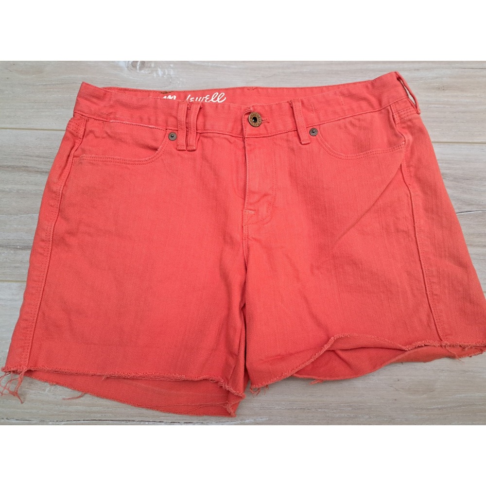 Madewell Womens Coral Orange Denim‎ Cut Off Shorts Raw Hem Size 28 (waist 30")